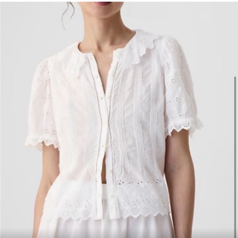 NWT Gap x Doen Cropped Eyelet Shirt, Sz M